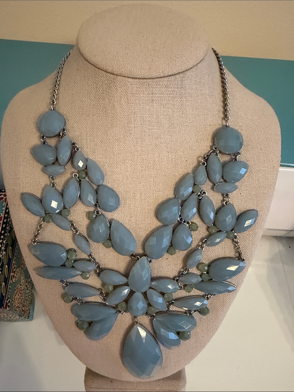 Blue Statement Bib Necklace